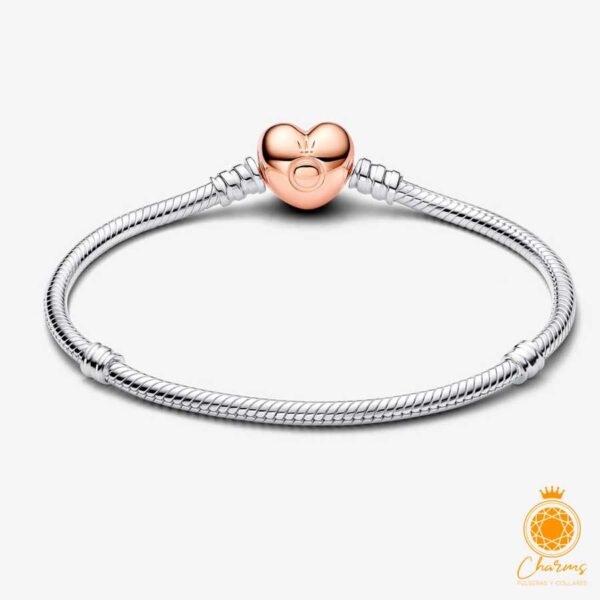 Pandora Moments Heart Clasp Snake Two Tone Rose Gold