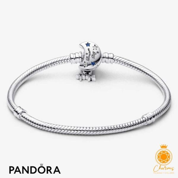 Pandora Moments Sparkling Moon Clasp Snake Chain Bracelet